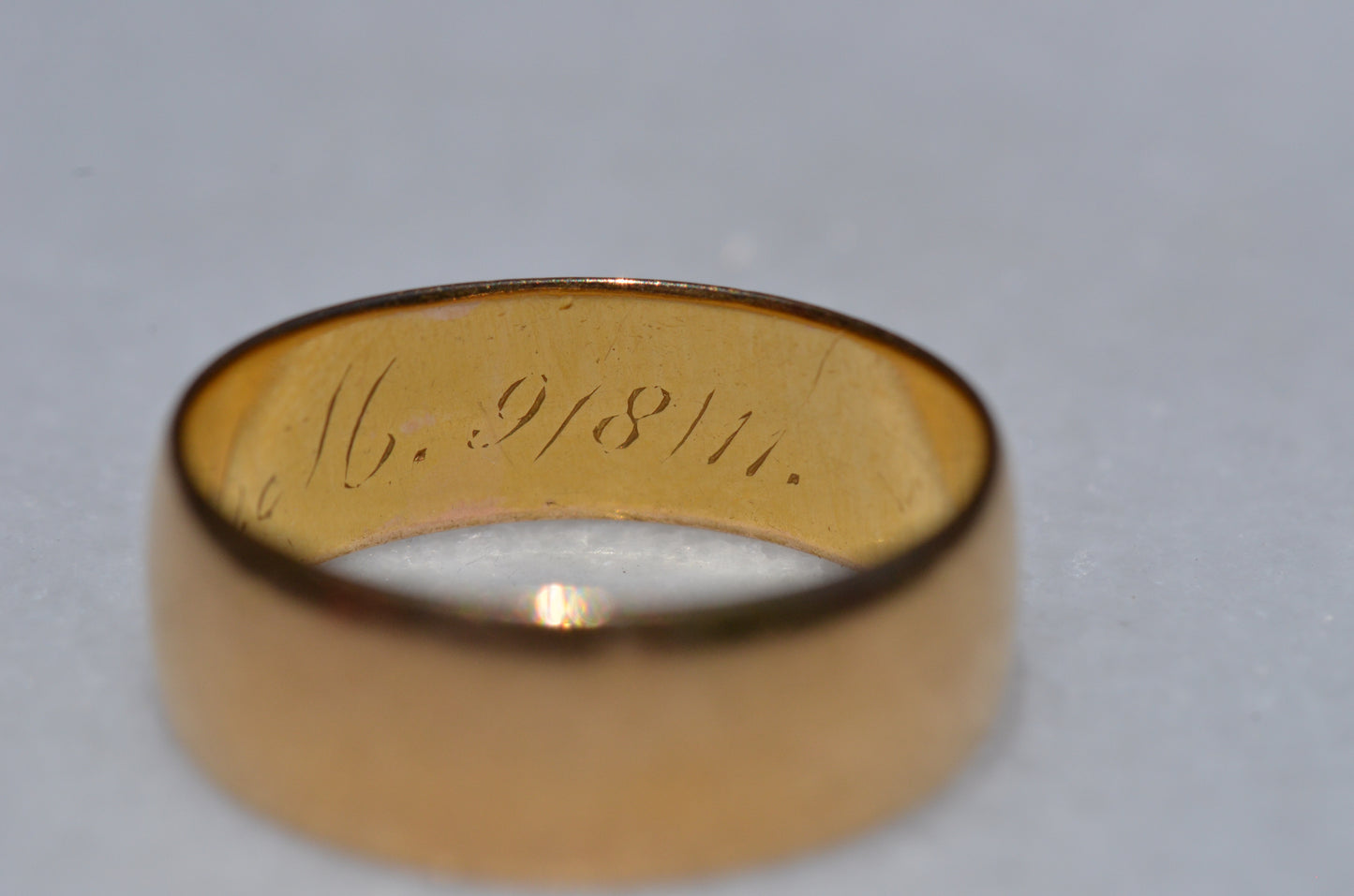 Heavy Inscribed 22k Band 1910 7.5