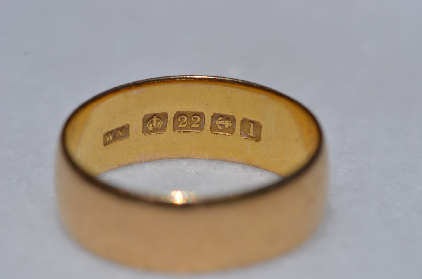 Heavy Inscribed 22k Band 1910 7.5