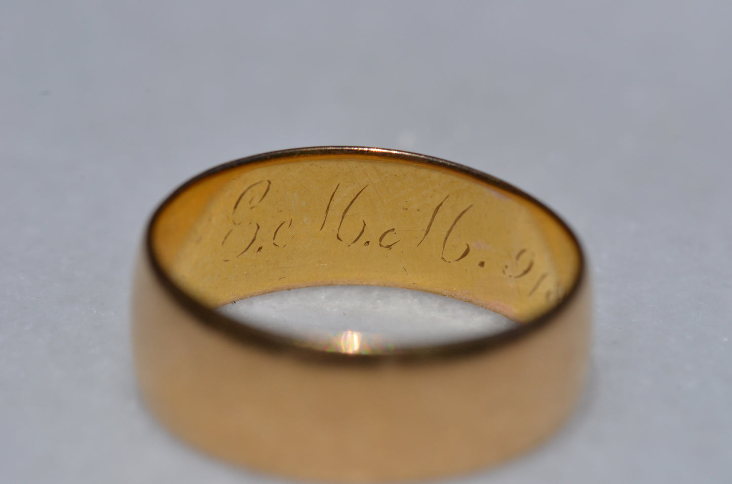 Heavy Inscribed 22k Band 1910 7.5