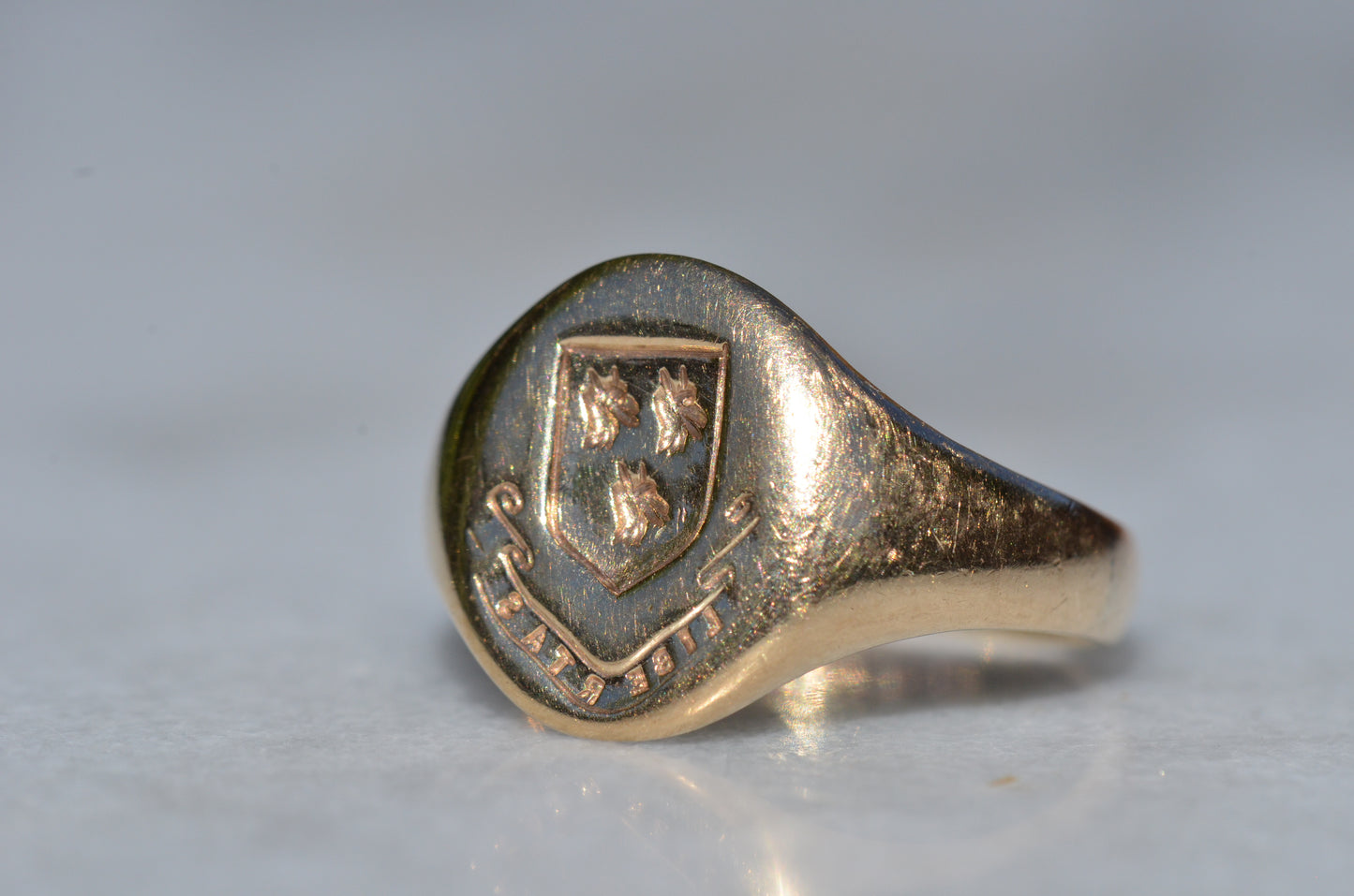 Large Vintage Crest Signet Ring