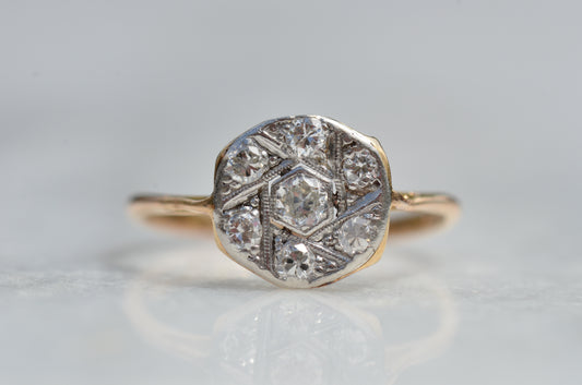 Dynamic Art Deco Pinwheel Cluster Ring