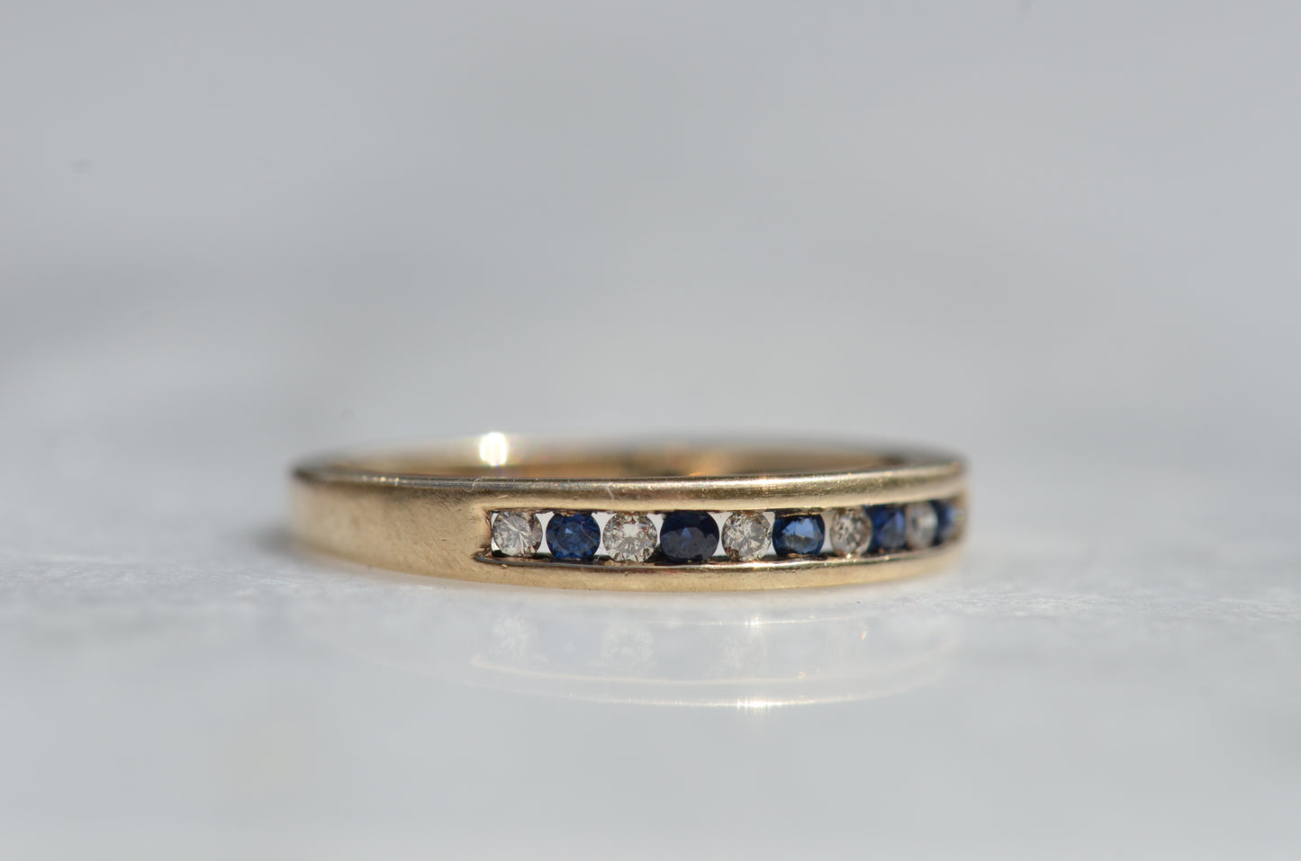 Charming Vintage Sapphire and Diamond Half Eternity
