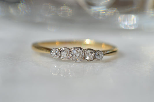 Dazzling Old Mine Five Stone Ring