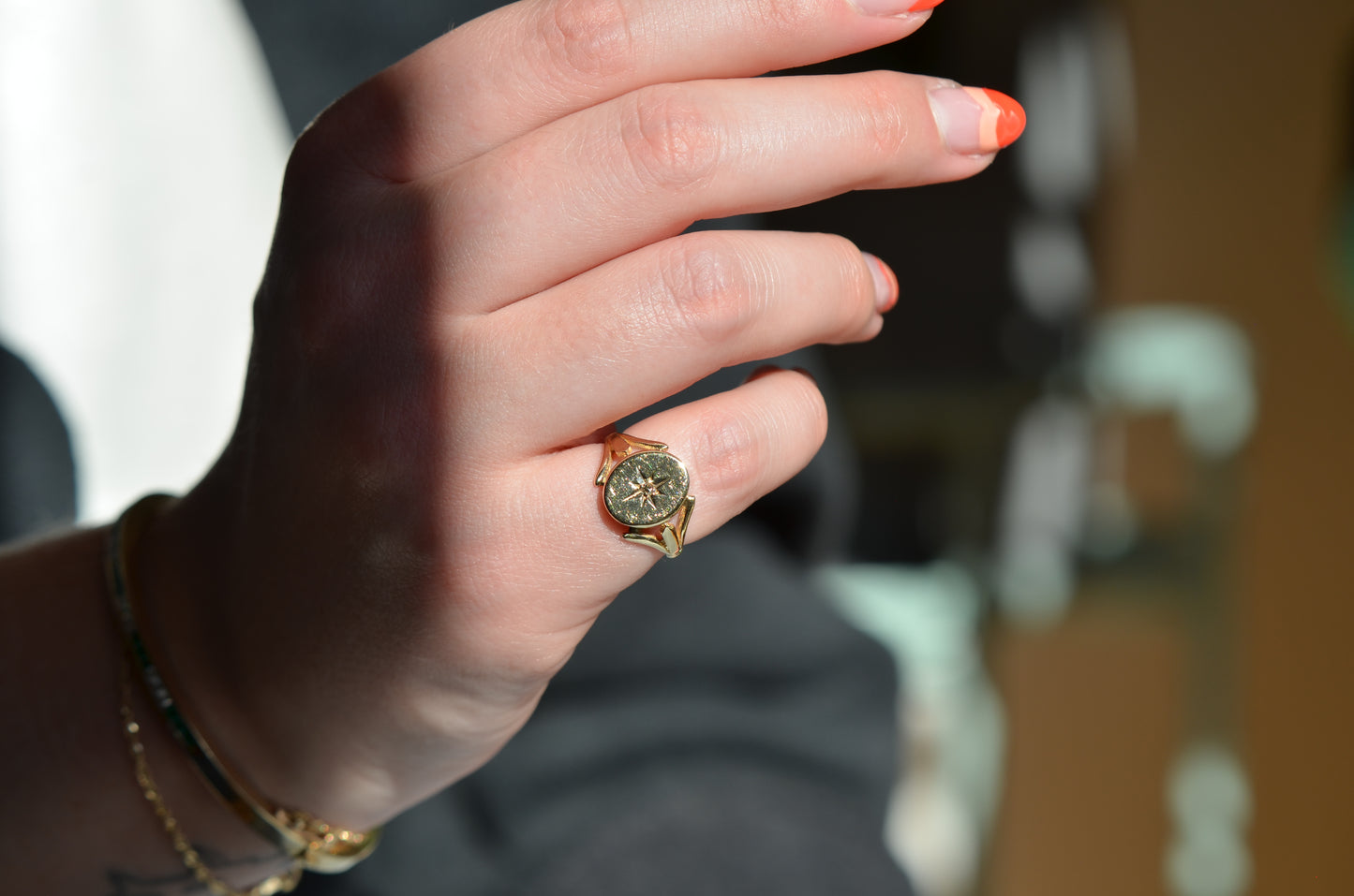 Bold Vintage Diamond Signet Ring