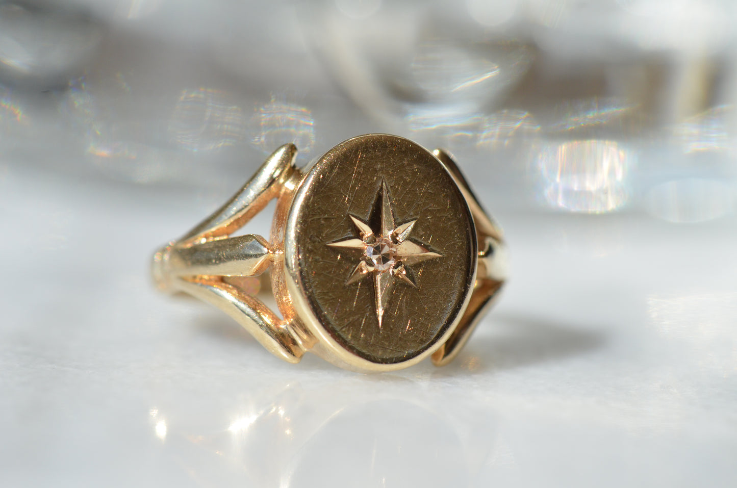 Bold Vintage Diamond Signet Ring
