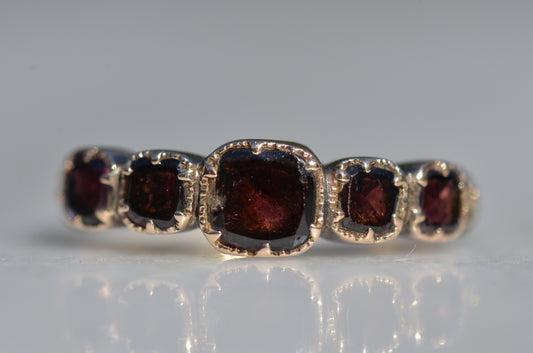 Wonderful Antique Flat Cut Garnet Half Hoop