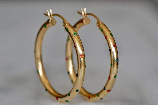 Delightful Vintage Enamel Dot Hoops