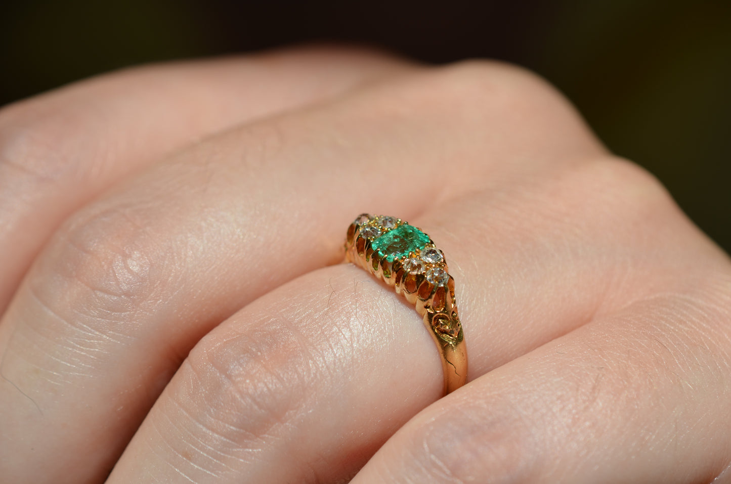 Vibrant Antique Emerald Cluster Ring