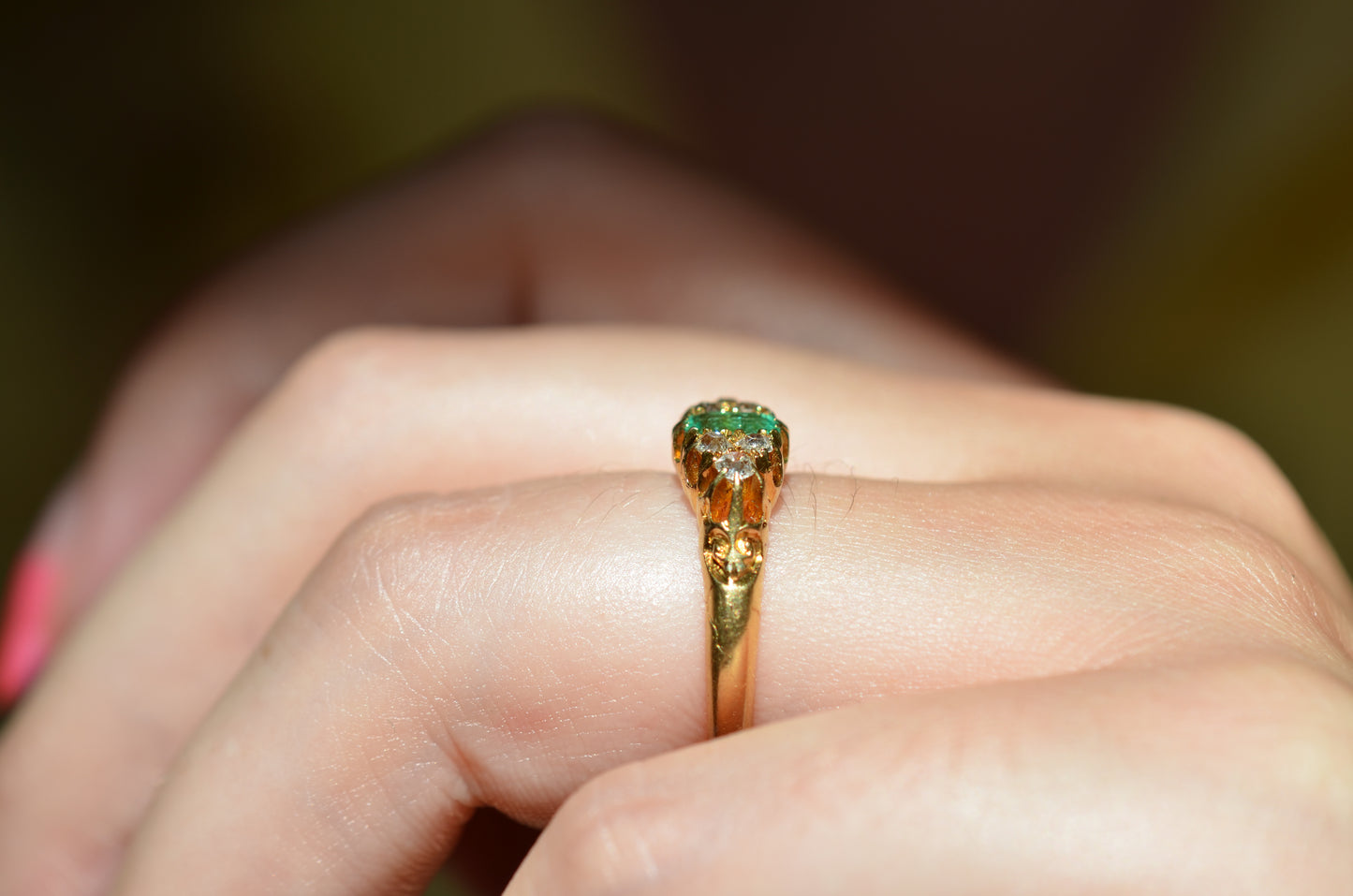 Vibrant Antique Emerald Cluster Ring