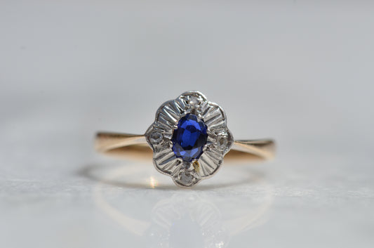 Dainty Vintage Sapphire Halo Ring