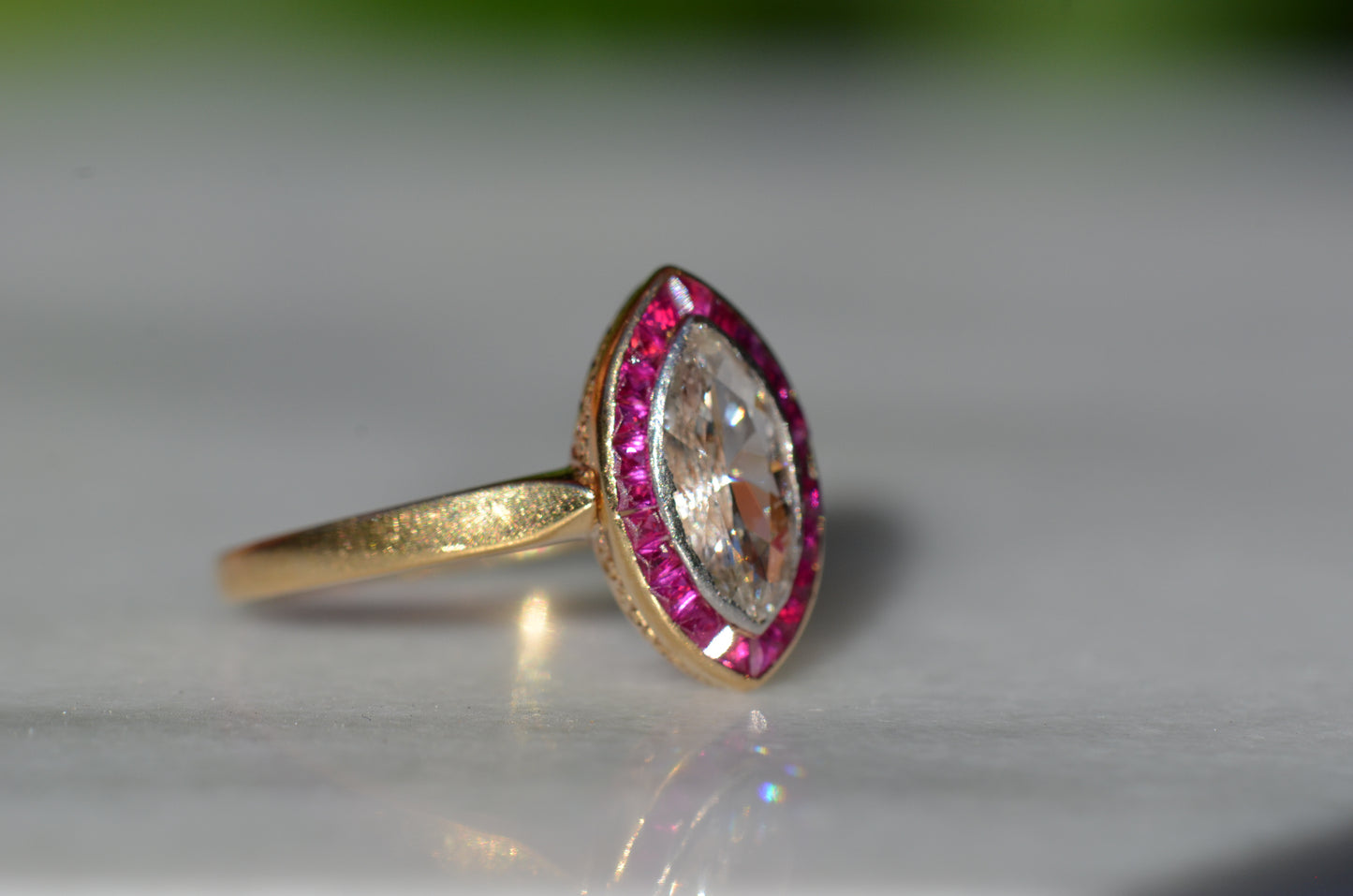 Ravishing French Art Deco Ruby Target Ring