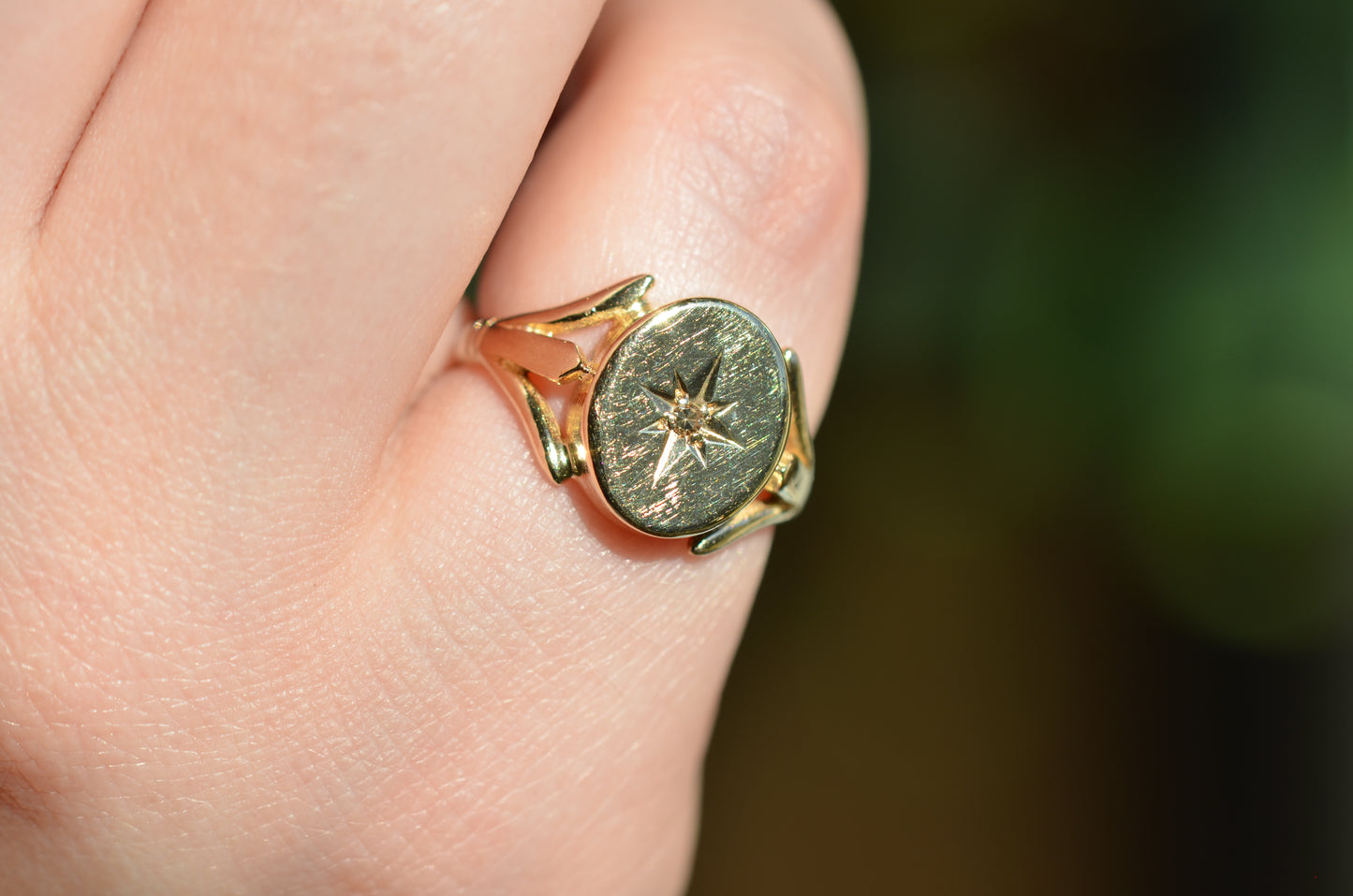Bold Vintage Diamond Signet Ring