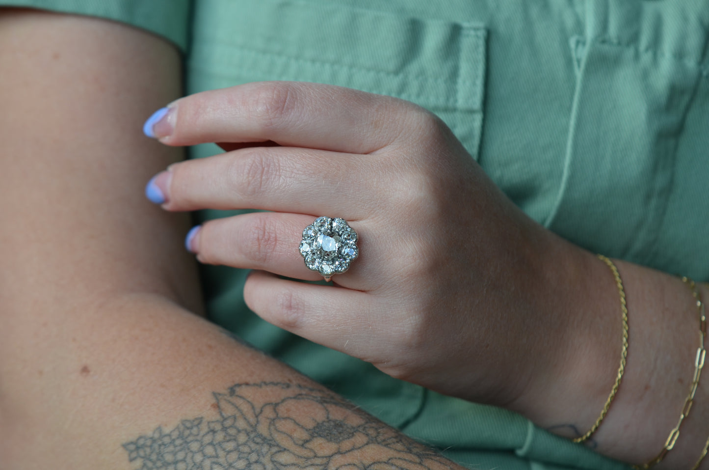 Outstanding Antique Cluster Ring