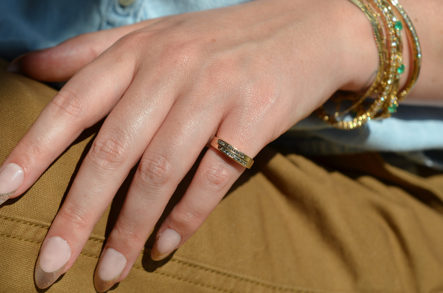 Sexy Vintage Carré Cut Diamond Band