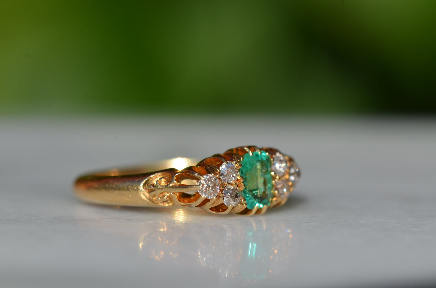 Vibrant Antique Emerald Cluster Ring