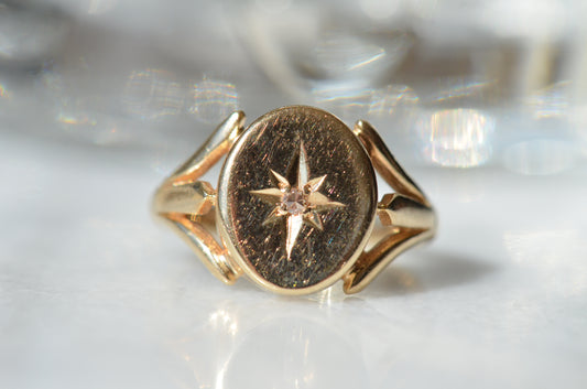 Bold Vintage Diamond Signet Ring