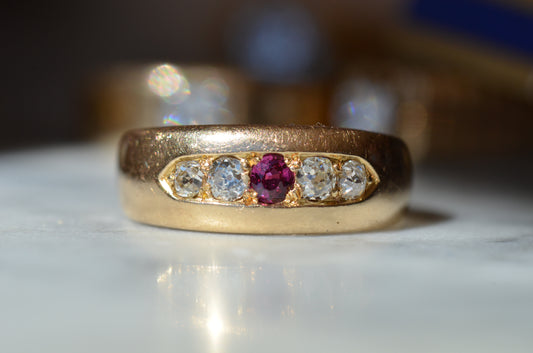 Stunning Antique Ruby and Diamond Band