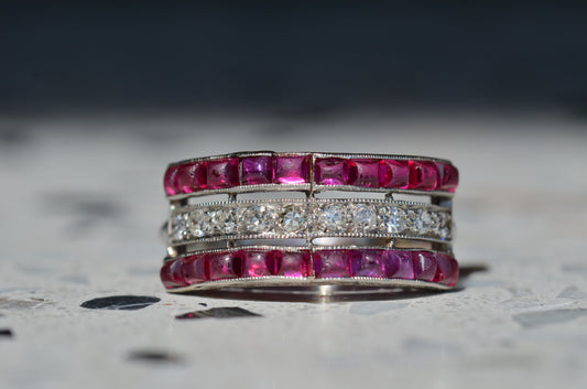 Bold Art Deco Triple Row Ring