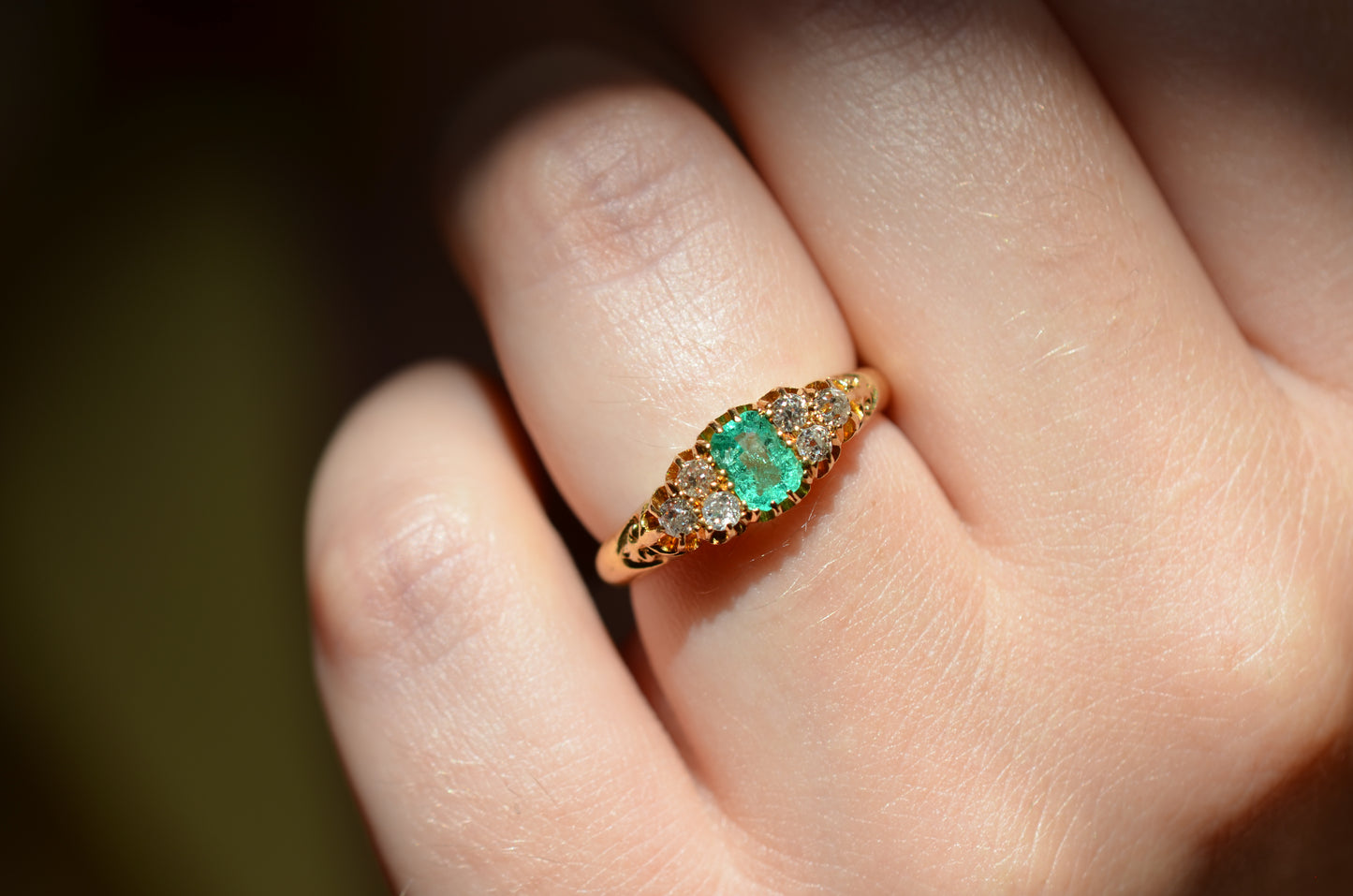 Vibrant Antique Emerald Cluster Ring