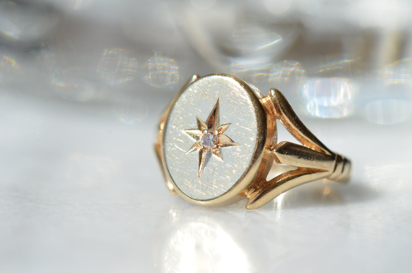 Bold Vintage Diamond Signet Ring