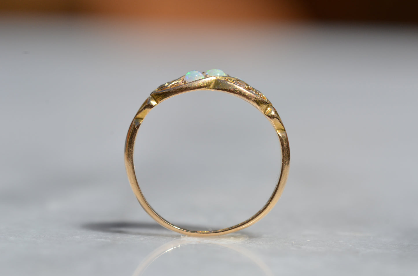 Swirling Antique Opal and Diamond Ring