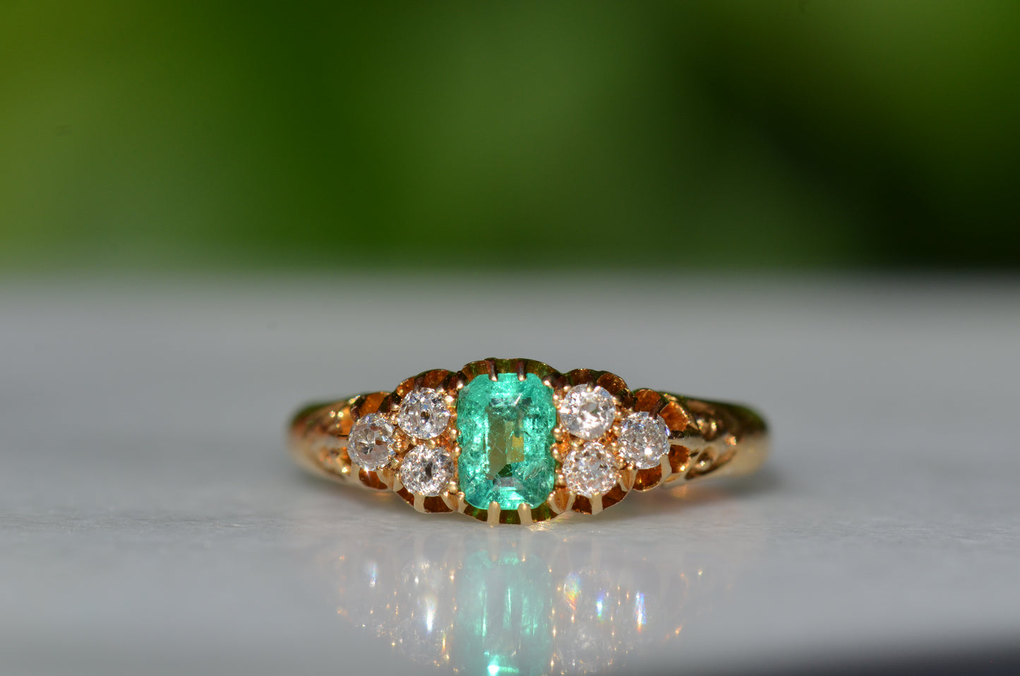 Vibrant Antique Emerald Cluster Ring