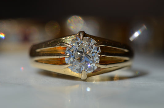 Outstanding Antique Old Mine Belcher Ring