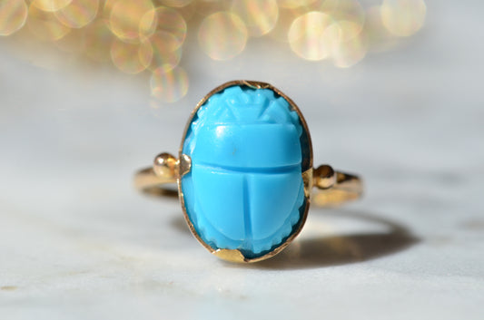 Stunning Vintage Turquoise Scarab Ring