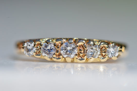 Dazzling Antique-Inspired Five Diamond Band