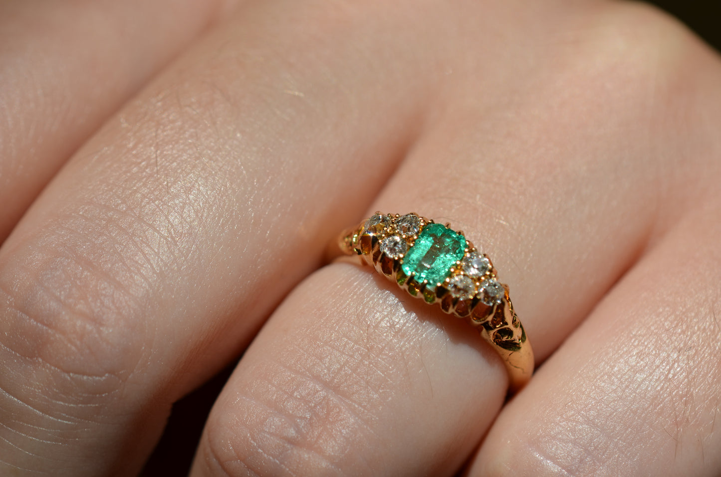 Vibrant Antique Emerald Cluster Ring