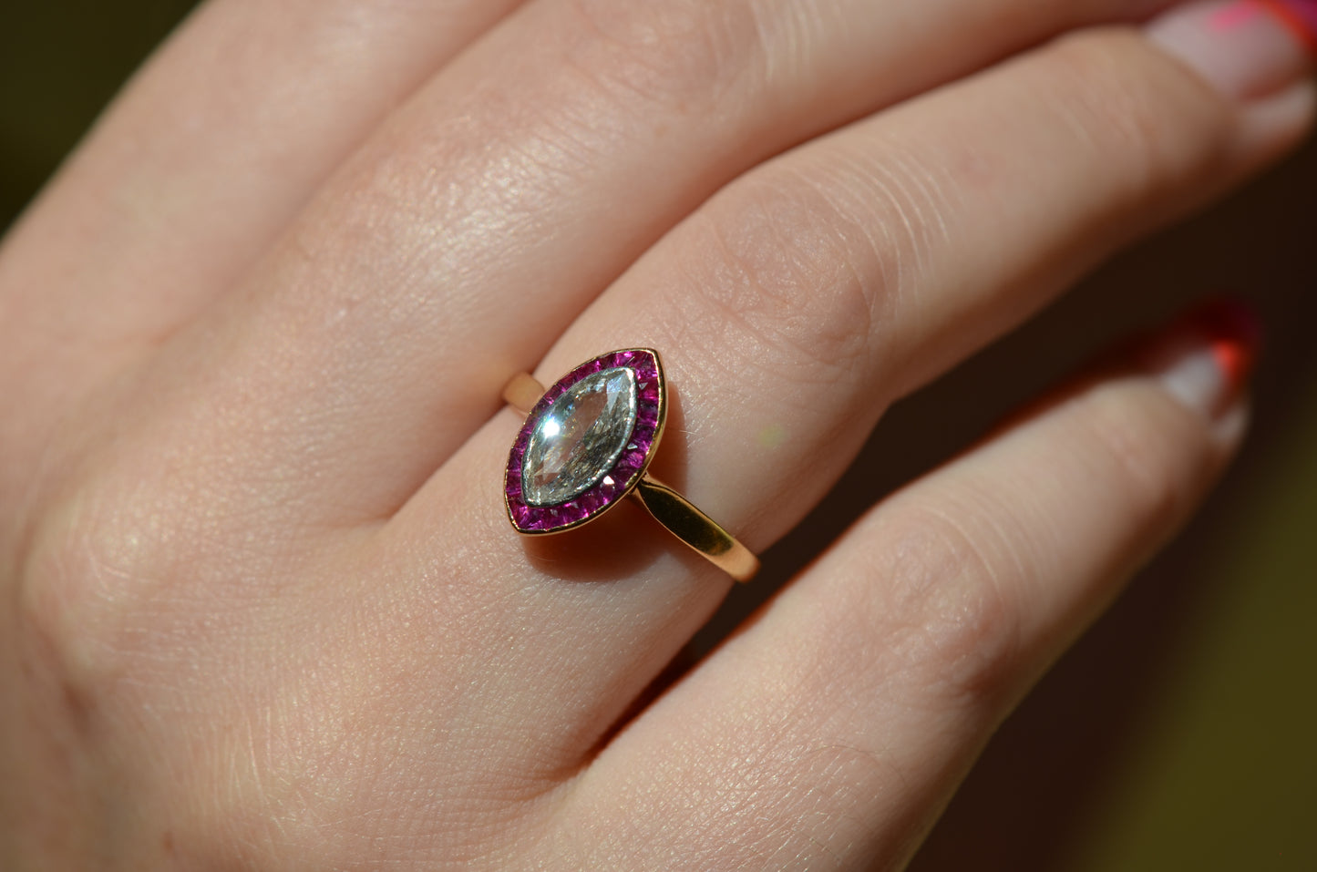 Ravishing French Art Deco Ruby Target Ring