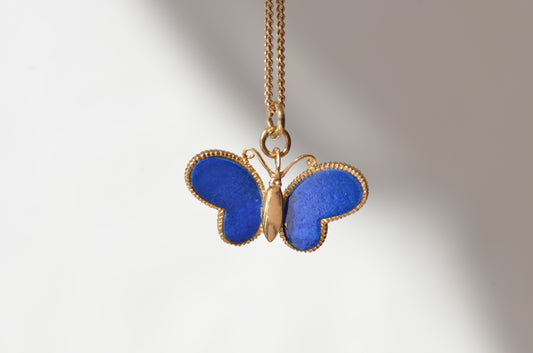 Bright Vintage Lapis Butterfly Charm
