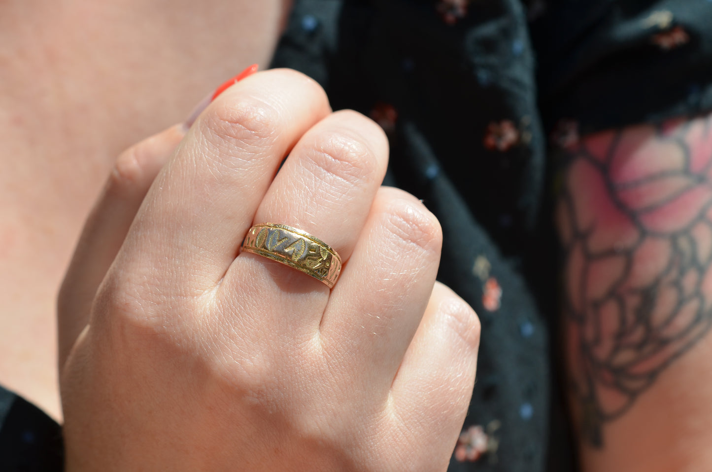 Worn Antique Mizpah Ring