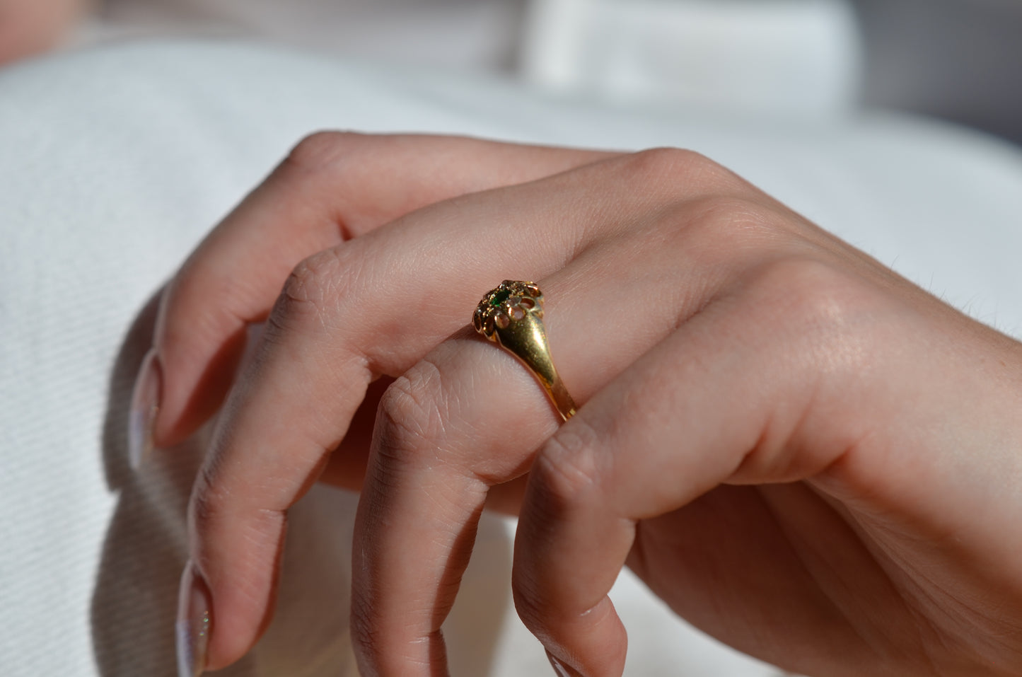 Vibrant Antique Paste and Diamond Halo Ring