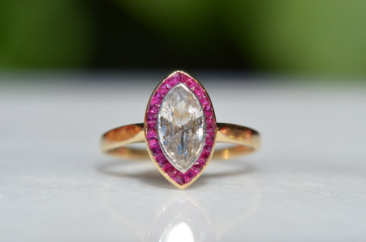 Ravishing French Art Deco Ruby Target Ring