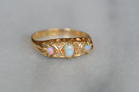 Classic Edwardian Opal and Diamond Ring