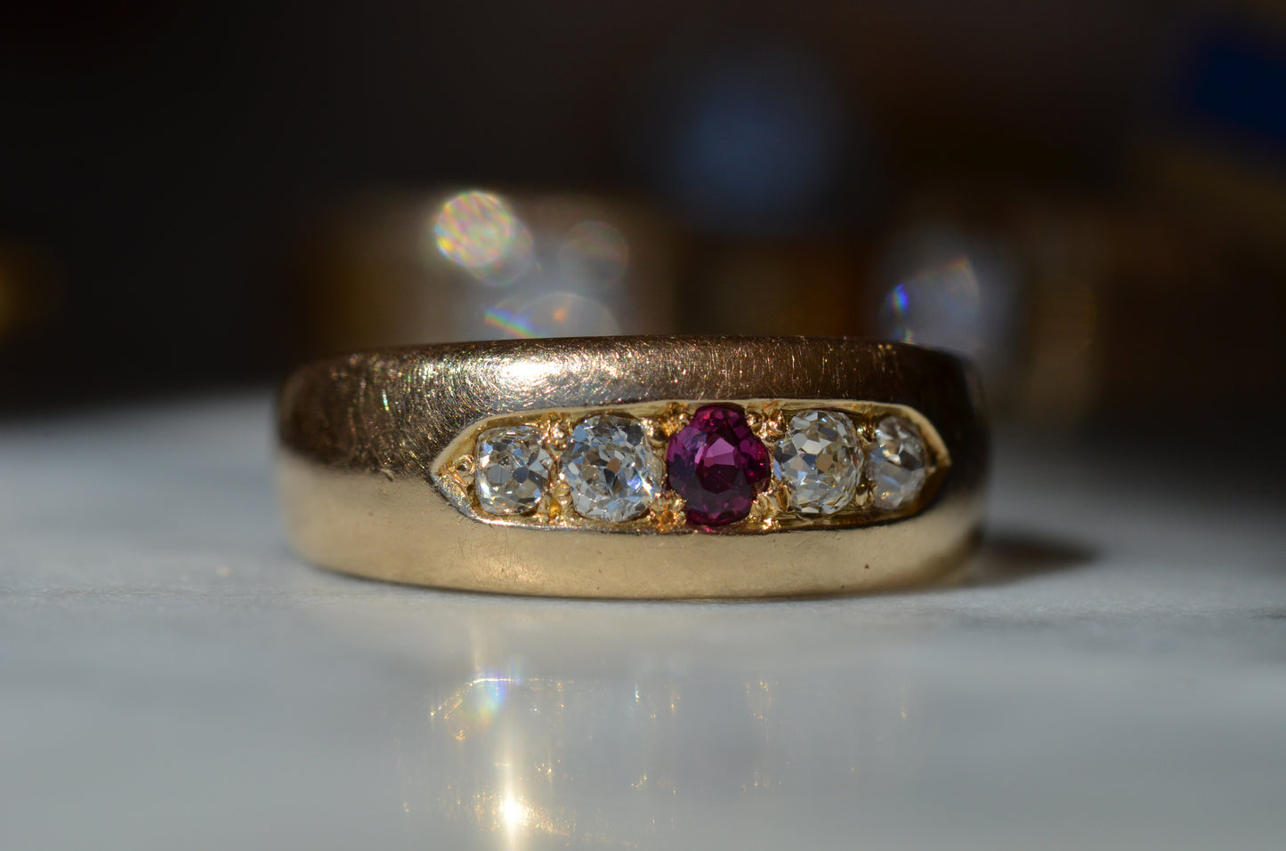 Stunning Antique Ruby and Diamond Band