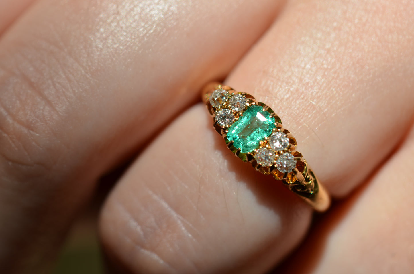 Vibrant Antique Emerald Cluster Ring
