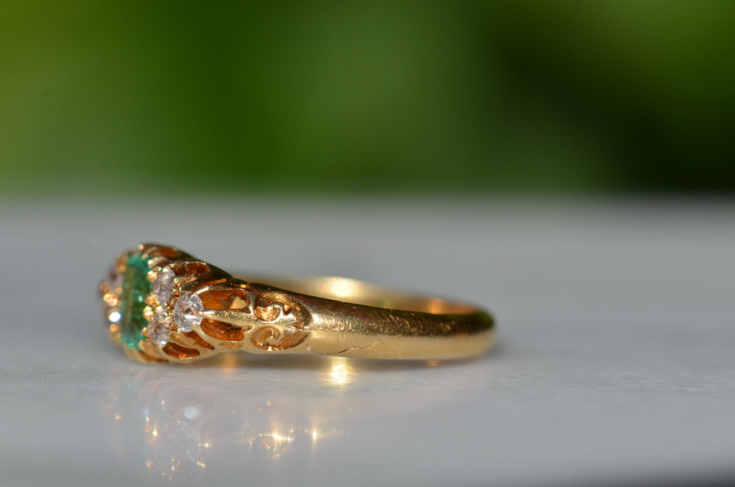 Vibrant Antique Emerald Cluster Ring