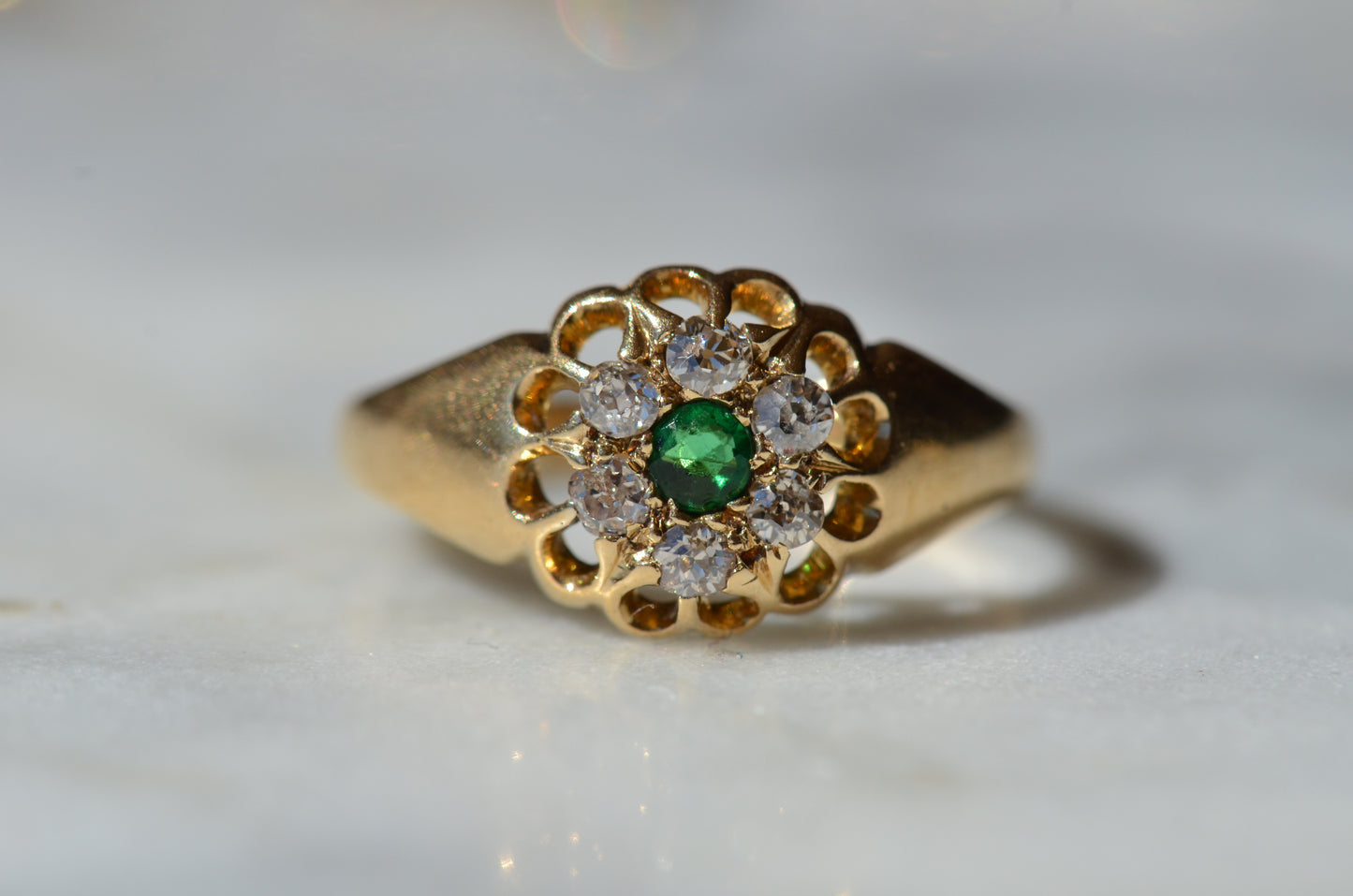 Vibrant Antique Paste and Diamond Halo Ring
