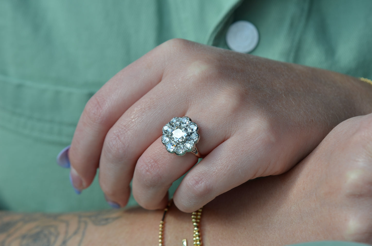 Outstanding Antique Cluster Ring