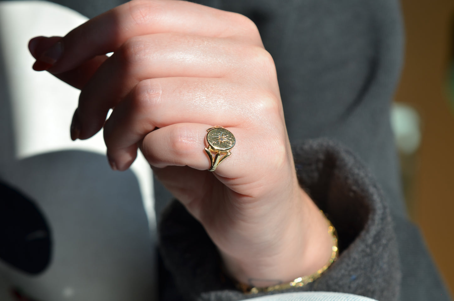 Bold Vintage Diamond Signet Ring