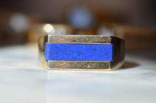 Sexy Vintage Lapis Inlay Ring