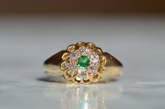 Vibrant Antique Paste and Diamond Halo Ring