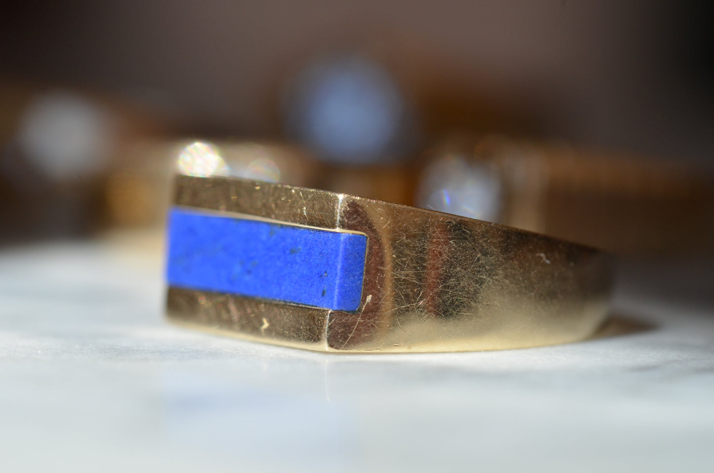 Sexy Vintage Lapis Inlay Ring