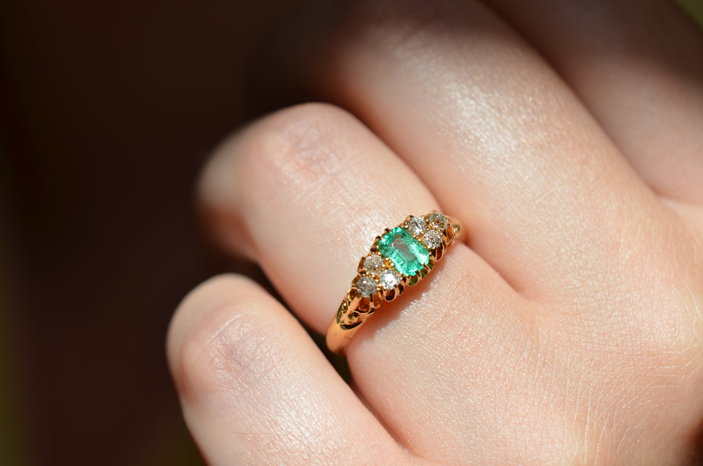 Vibrant Antique Emerald Cluster Ring