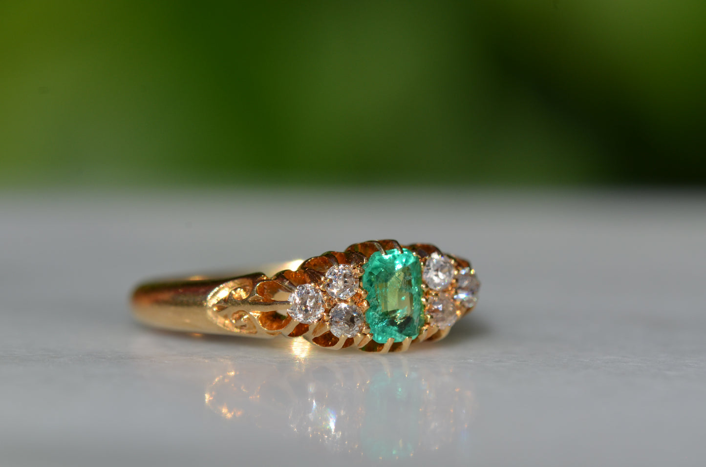 Vibrant Antique Emerald Cluster Ring
