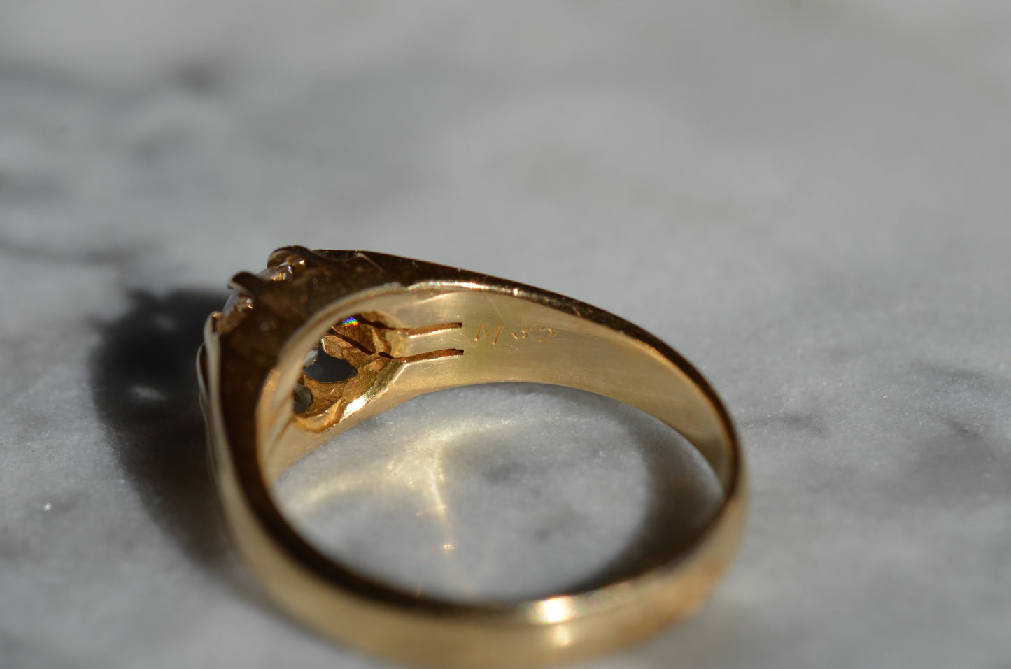 Dreamy Antique Old Mine Belcher Ring