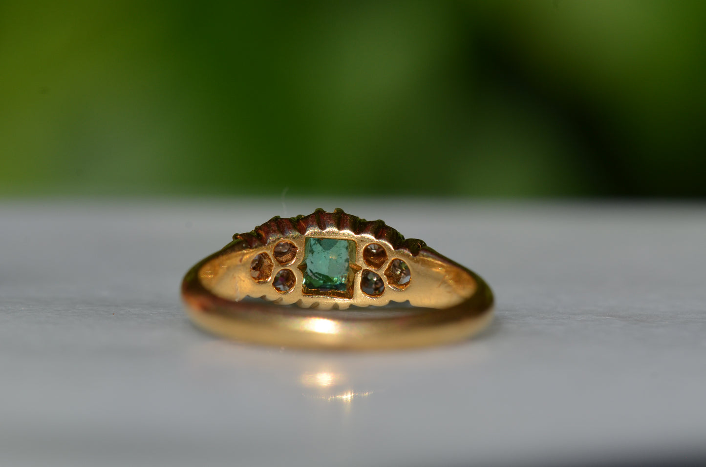 Vibrant Antique Emerald Cluster Ring