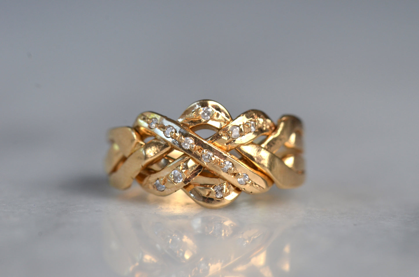 Diamond Studded Vintage Puzzle Ring
